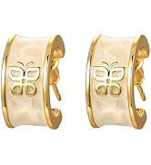 SHE'S FREE STYLE JUST FOR YOU Huggie Earrings for Women, Gold Hoop Earrings with Shell and Copper...
