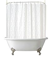 Clawfoot Tub Shower Curtain Floral Damask Liner All Around Extra Wide 180x70 Inch Heavy Duty Artw...