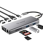USB C Hub, Type C Hub, TOTU 11-in-1 Adapter with Ethernet, 4K USB C to HDMI, VGA, 2 USB3.0 2 USB2...