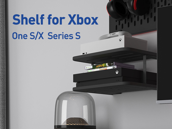 AREAJD Floating Under TV Game Double Shelf Stand for Xbox Shelf Wall Mount for one S/X Series S