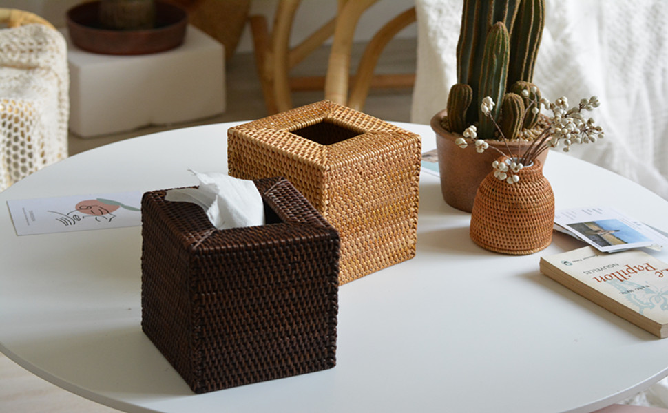 rattan tissue box