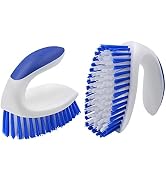 Heavy Duty Scrub Brush Pack of 2, Cleaning Brush with Comfortable Grip for Bathroom, Shower, Carp...
