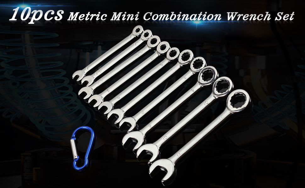 10pcs Metric Mini Combination Wrench Set