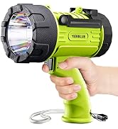 YIERBLUE Rechargeable Spotlight Flashlight with 100000 Lumen LED, IP67 Waterproof Long Running Sp...