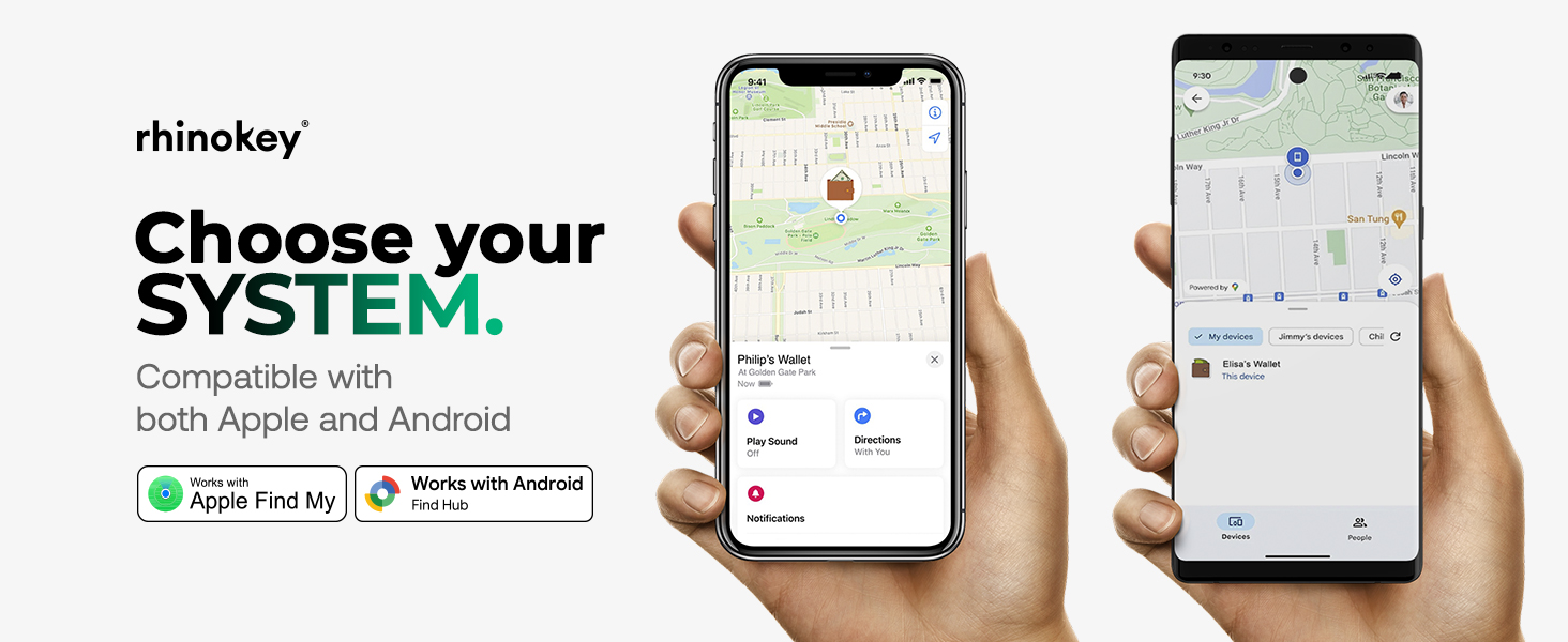 Wallet tracker card compatible with Android Find hub &IOS Find My app for secure item tracking