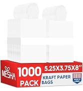 MESHA White Small Gift Bags with Handles Bulk 5.25X3.75X8 1000 Pack,Kraft Paper Bags for Small Bu...