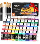 Shuttle Art Acrylic Paint, 50 Colors Acrylic Paint Set, 2oz/60ml Bottles, Rich Pigments, Water Pr...