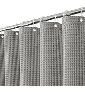 Colorful Star 256GSM Cotton Waffle Shower Curtain, Grey, 72 x 72 | Waterproof Washable Bath Curta...