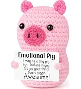 Mini Funny Positive Crochet Pink Pig, Handmade Crochet Emotional Inspirational Easter Gifts for T...