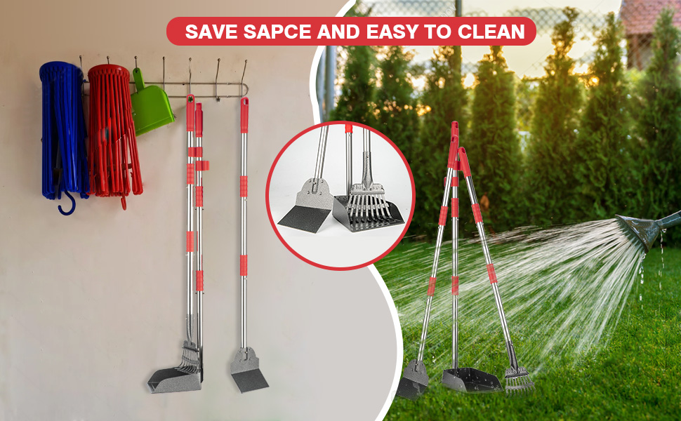 FUSBUNTY Dog Pooper Scooper with Tray Rake Spade