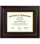 DOAI ART 8.5 x 11 Diploma Frame Classic Mahogany Display 8.5x11-inch with Black Over Gold Mat or ...