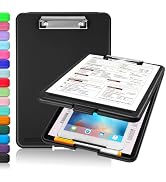Sooez Clipboard with Storage, Plastic Storage Clipboards with Low Profile Clip, Nursing Clip Boar...