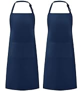Syntus 2 Pack Adjustable Bib Apron Waterdrop Resistant with 2 Pockets Cooking Kitchen Aprons for ...