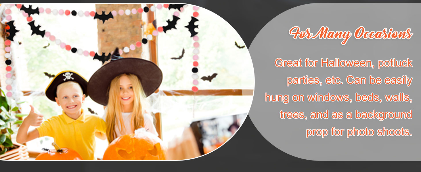 WH5112 8.2Ft Halloween Banner Felt Bats Balls Banner