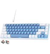 abucow 60% Mechanical Gaming Keyboard, Red Switch Wired Compact Keyboard with Blue Backlight, Swa...