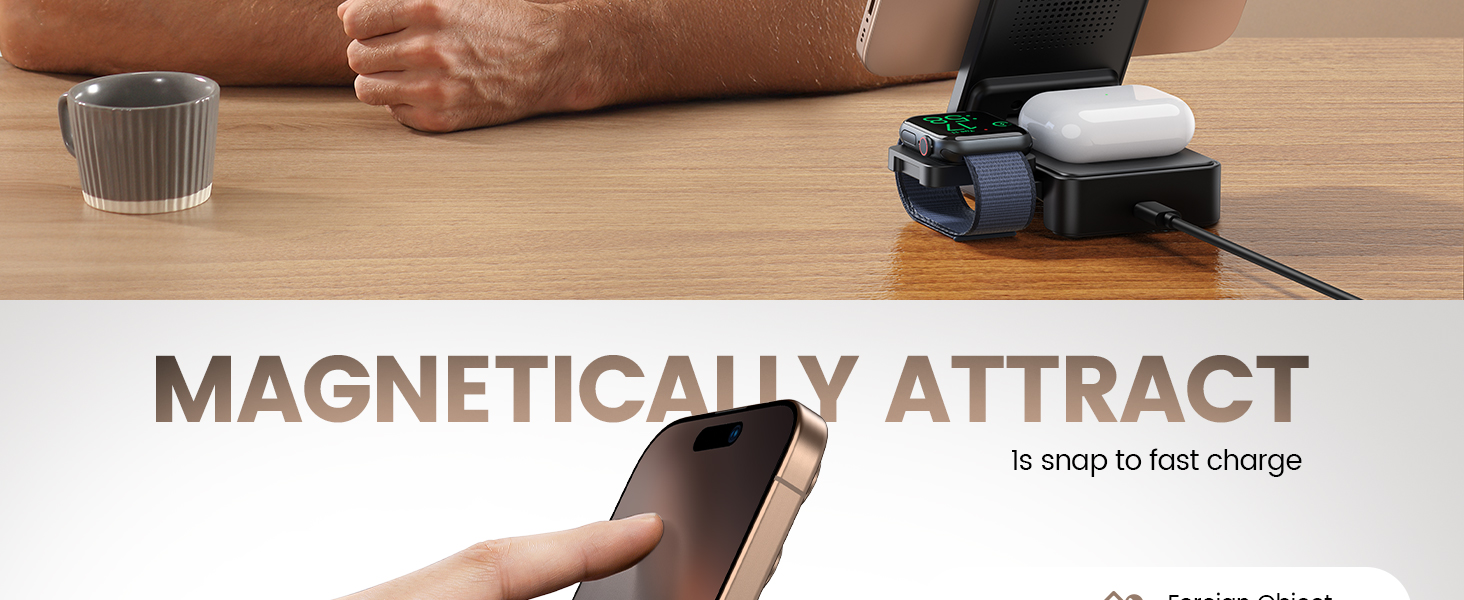 Travel Wireless Charger Station for Multiple Devices for iPhone 16, 15, 14, 13, Apple Watch, AirPods