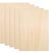 WADORN 5 Pack Unfinished Basswood Sheet, 16.5x11.8 Inch Craft Plywood Sheets Rectangle Wood Board...