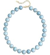 GINAZL Natural Stone Beaded Choker Necklace for Women, Chunky Statement Rainbow Multicolor Gemsto...