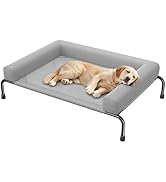 Simple Trending Elevated Dog Bed for Large Dogs, Cooling Raised Dog Cot with Bolsters, Breathable...