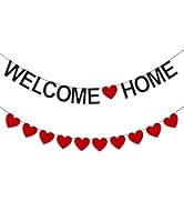 Welcome Home Banner Black Glitter Welcome Home Decorations for Welcome Home Party Decorations, We...