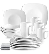 Zulay 16 Piece Dinnerware Sets - Porcelain White Dinnerware Set, Premium Quality Service For 4 - ...
