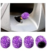 Gasedin 4 PCS Bling Car Tire Valve Stem Cap, Crystal Rhinestone Automotive Tire Valve Stem Air Ca...