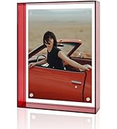 5x7 Acrylic Picture Frame Red - Clear Floating Photo Frames for 5 x 7 Inches Art Print - Individu...