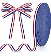 KINGLAKE Red White and Blue Striped Ribbon - 3/8 Inch x 55 Yards Patriotic Ribbon American Flag R...