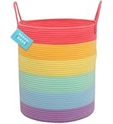 OrganiHaus Tall Rainbow Rope Blanket Basket for Living Room Decor, Cute Woven Baby Laundry Basket...