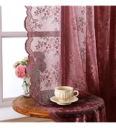 Sovtfides Vintage Lace Curtains 84 Inch Length 2 Panels Self Adhesive & Rod Pocket Curtains, 52×8...