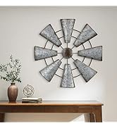 Metal Windmill Wall Decor, Rustic Farmhouse Windmill Decor Metal Wall Art for Living Room Bedroom...