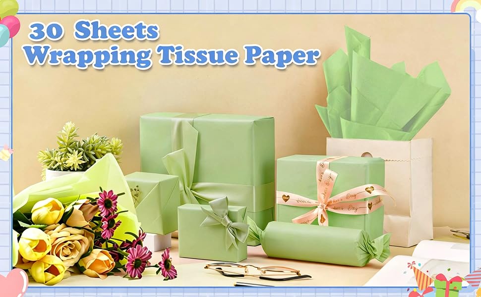 30 Sheets Sage Green Tissue Paper