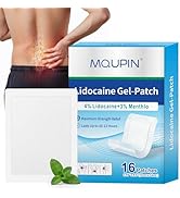 16Pcs Lidocaine Patches, 4% Lidocaine & 3% Menthol - Maximum Strength, Waterproof Patch with Auxi...