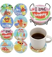Eisdroma 8 Pcs Diamond Painting Coasters, Diamond Art Coasters Kits with Holder, DIY Diamond Dotz...