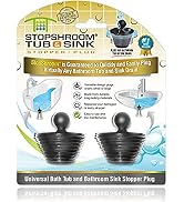 StopShroom Tub 2 Pack Universal Stopper for Bathtub and Bathroom Sink Drains, Black Plug 2pk, 2 C...