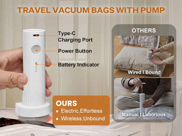 travel vacuum bags with pump