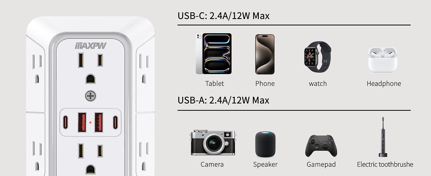 Smart USB Charging Station with USB-A & USB-C