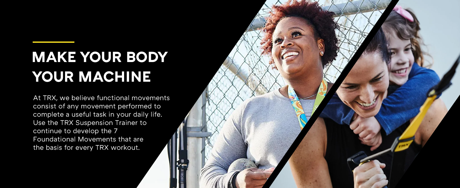 People performing an exercise. Text reads: Make your body your machine.