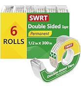 SWRT Double Sided Tape for Crafts, 6 Pack with Dispenser, 1/2 in x 300 Inches, Double Stick Tape ...