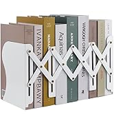 Adjustable Bookends, Metal Book Ends for Shelves Heavy Book, Desk Magazine File Organizer for Hom...