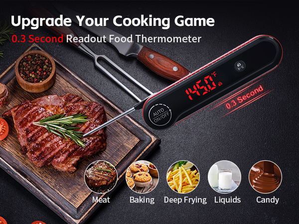 Upgrade Your Cooking Game 0.3 Second Readout Food Thermometer