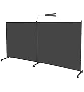 MAYOLIAH Indoor Room Divider 2 Large Panels on Wheels, 142”W x 75”H Rolling Privacy Screen W/Cove...