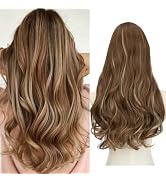 SARLA Clip in U Part Hair Extensions Synthetic Long Wavy Curly Thick Full Head Hairpiece for Wome...