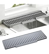 Volminex 17.7 In Silicone Faucet Mat with Flip-Up Raised Edge & Steep Slope, Sink Splash Guard Be...