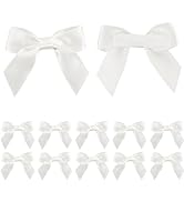 AIMUDI White Satin Ribbon Bows 2" Self Adhesive Satin Bows for Gift Wrapping Premade Ribbon Bows ...