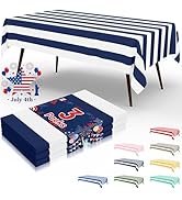 misaya 3 Packs Striped Disposable Table Cloth, 54 x 108 Inch Waterproof Rectangle Tablecloth, Lea...