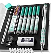 Nicpro Blocky Gear 2.0 mm Mechanical Pencils Set in Case, Metal Pencil with 6 Tubes 2mm Lead Refi...