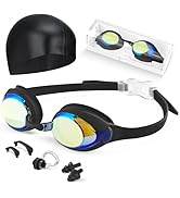 Hurdilen Kids Swim Goggles, Anti-fog and UV Protection with Swim Cap for Age 3-15 Youth Boys Girl...