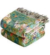 Wzvzss Boho Throw Blanket - 100% Cotton Throw Blankets for Bed Couch, 50"x60" Soft Muslin Lightwe...