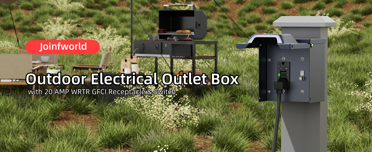 Outdoor Electrical Outlet Box with 20 Amp WRTR GFCI Receptacle and Switch ETL Listed